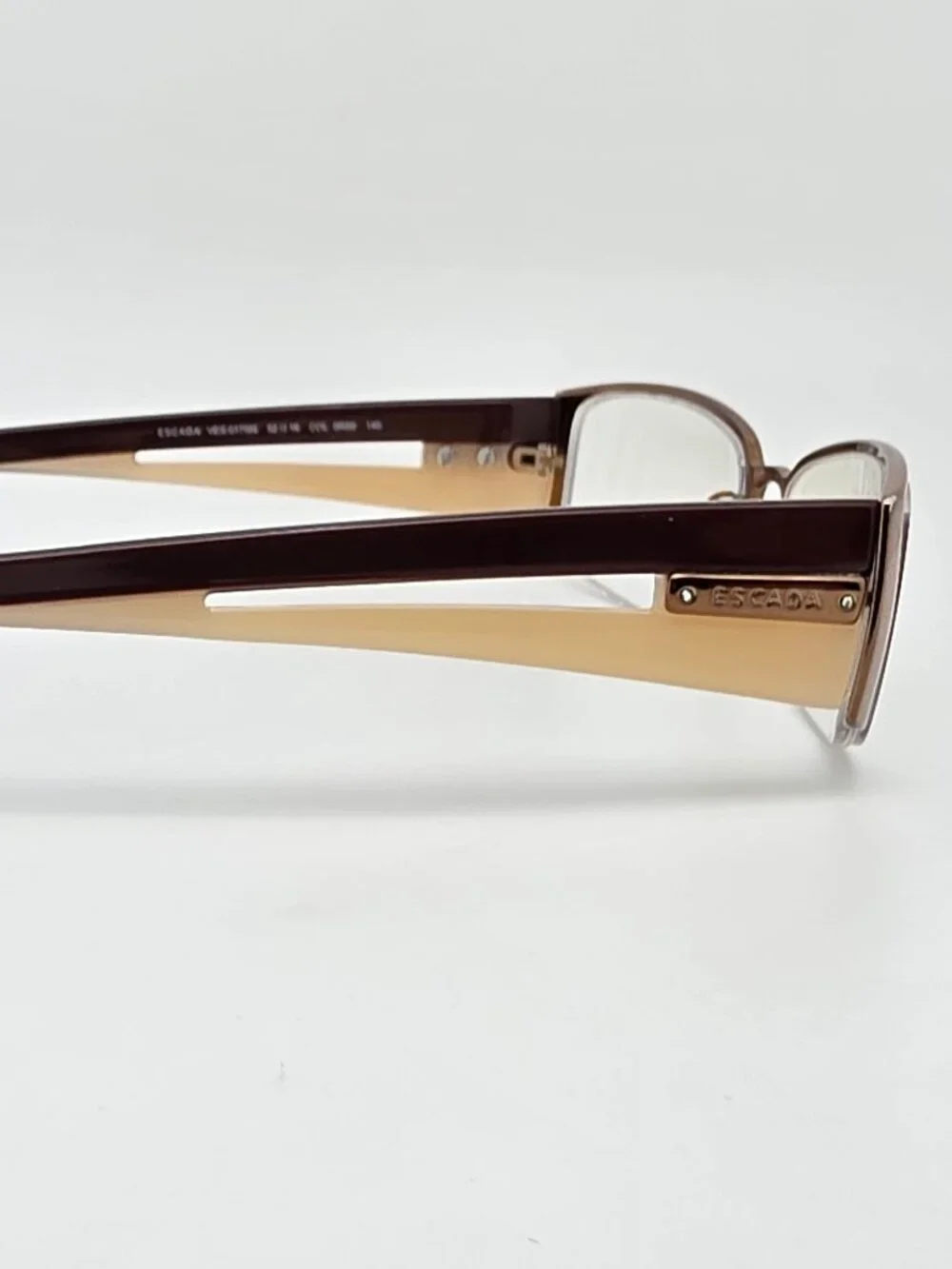 Escada VES 617SN Col. 0R80 Bronze Cream Semi Rimless Eyeglasses Frame Italy 52mm